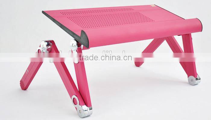 Folding laptop table for computer with cooling fans and mouse Tray and Book Clamping
