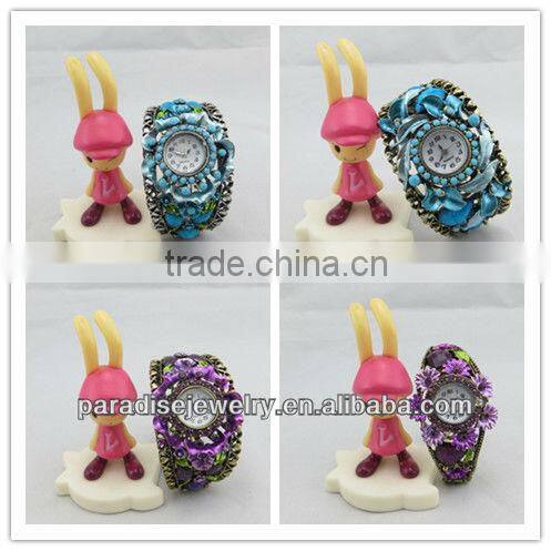 2013 New fashion peacock design alloy wide bangle watch for women-B32036