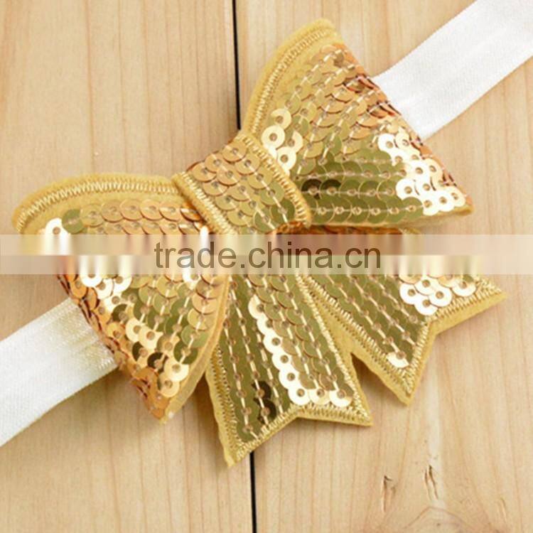 Girls sequins bow hairband for hair dress bling cheerleader sequin hair bow school girls bow hair