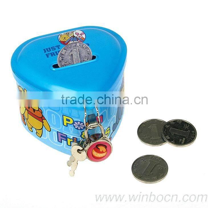 heart shaped cartoon tin kids coin purse