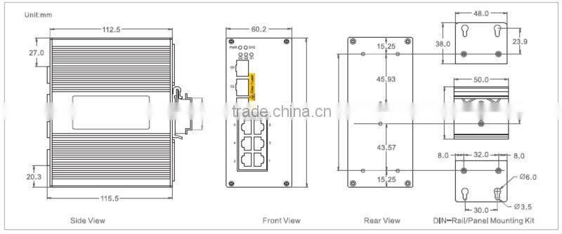 Industrial PoE Switch, 6 Port Power Over Ethernet 10 / 100M With IEEE 802.3af/at 30W P609A