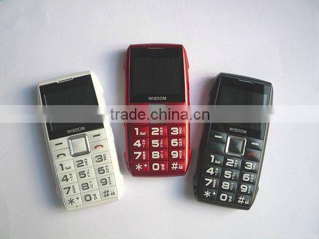 Wisdom WSG01 dual sim dual standby senior mobile phone FM SOS Torch MP3 MP4 camera GPS French Germany Russian 01