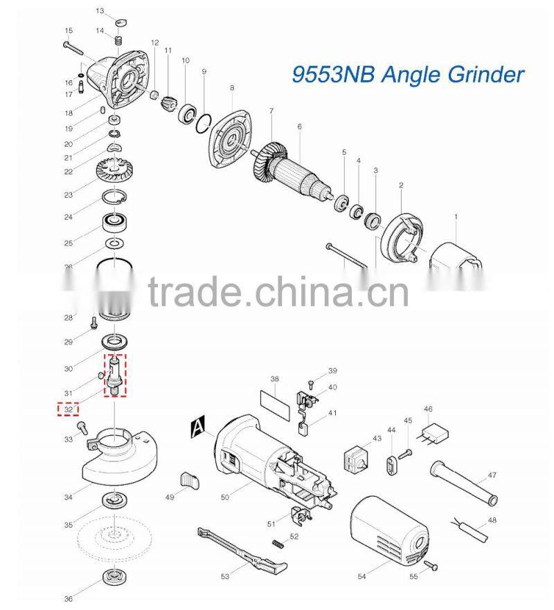 Power Tool Spare Parts 9.6mm Male Thread Metal Shaft Spindle for 4'' Angle Grinder