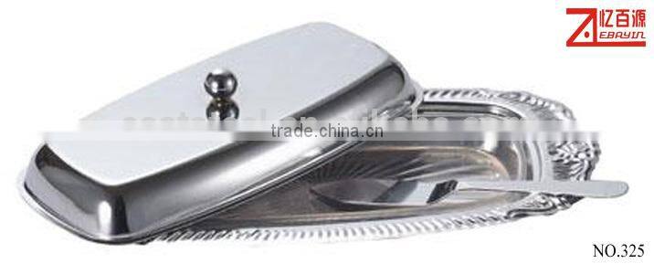 wholesale stainless steel dish plates butter dish with lid