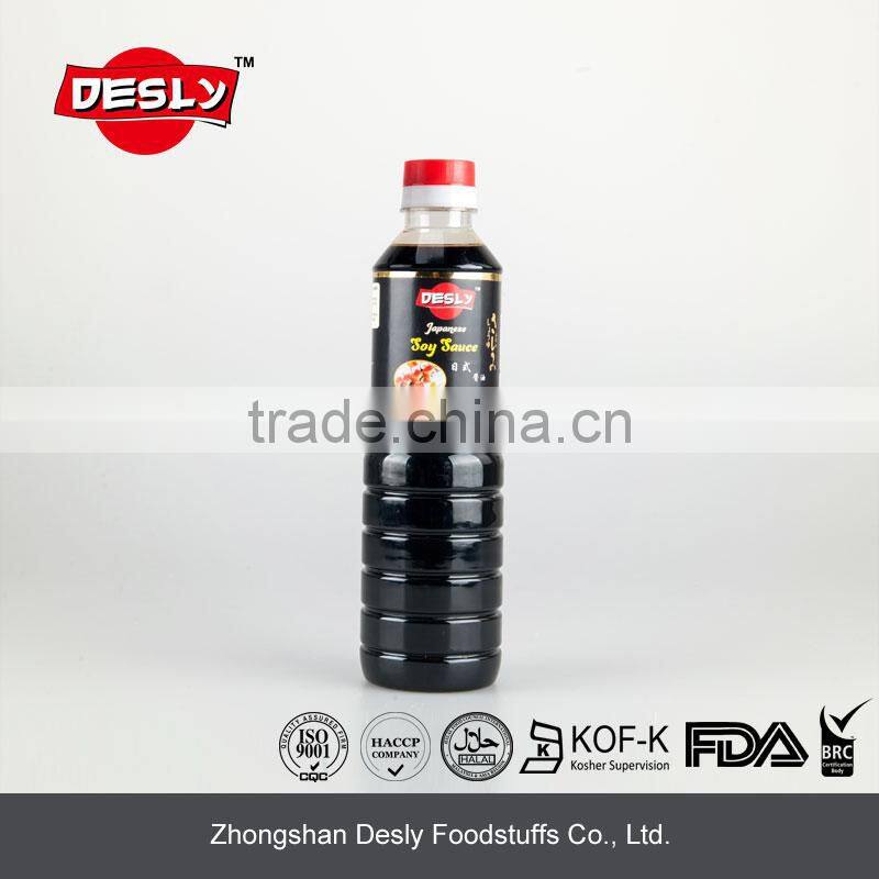 Desly brand premiun japanese soy sauce brands 500ml plastic packing