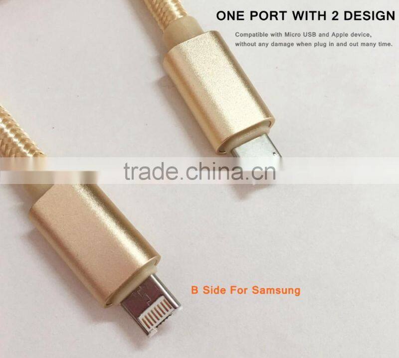 Competitive price new collection import 2 in 1 usb cable for iphone 6/android