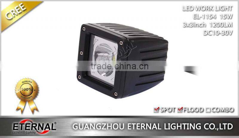 3x3in sigle LED 15W cube pod pillar 4x4 Jeep off-road powersports motorsports ATV UTV SUV high power LED work light fog lamp