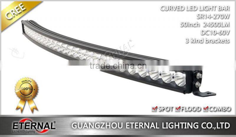 270W 50" curved light bar led car roof rack light bar offroad 4x4 SUV ATV UTV radius spot flood combo high brightness lamp