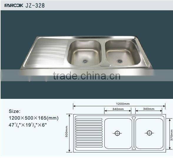 120x50 Layon double bowl single tray stainless steel kitchen sink