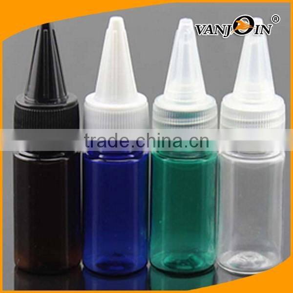 Mini Clear Blue Green Brown Empty 10ml e liquid Plastic Bottles with Spout Tip Cap