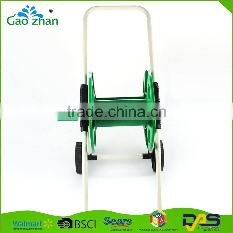 Retractable garden water hose reel cart with plastic plate,connector and handle