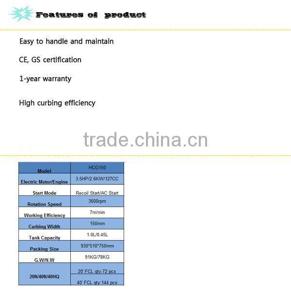 Gasoline curb machine, concrete curb cutting machine
