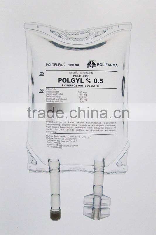 medical PVC Infusion bag/ PVC IV infusion bag (double tube )