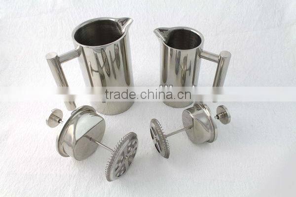 double wall stainless steel quadrate shape coffee press (0.35L,0.8L,1.0L)