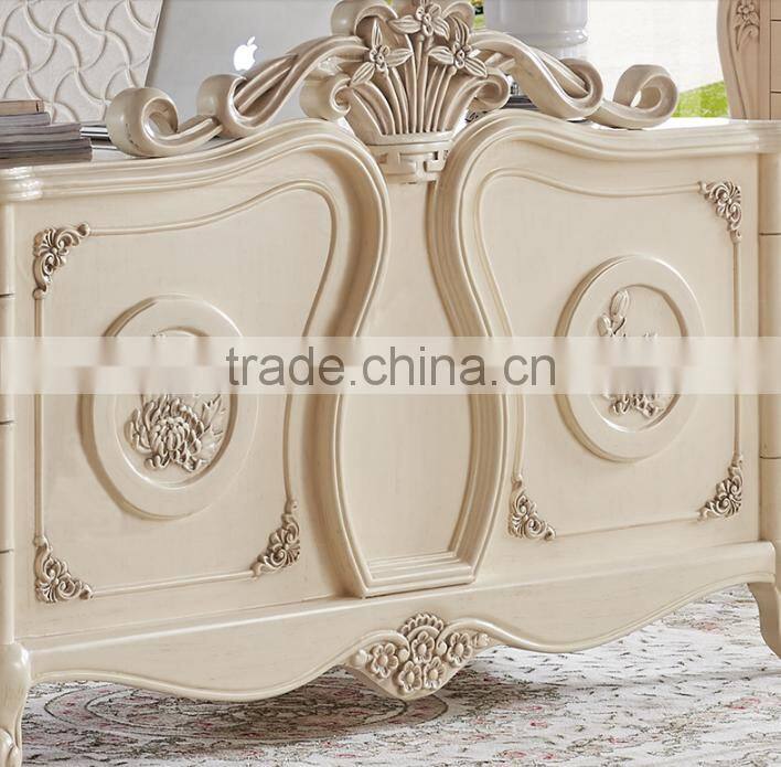 Fresh Chrysanthemum carving ivory white solid wood wirting table