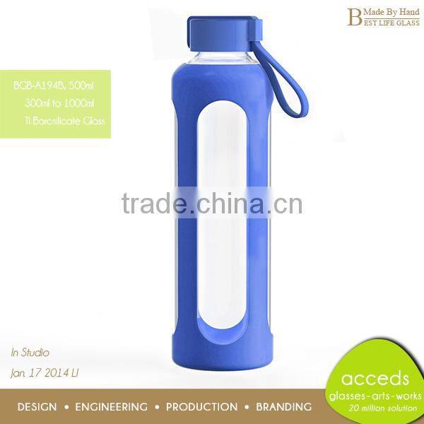 Eco-Friendly Pyrex Glass Silicone Travel Bottle