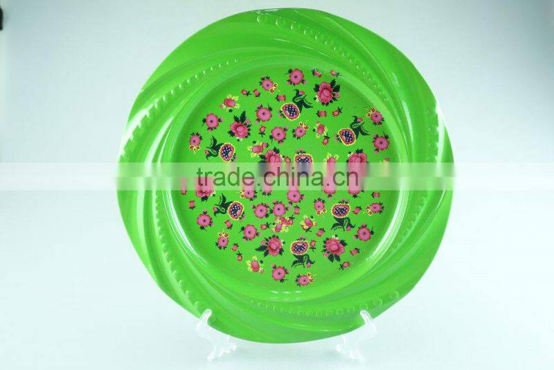 New stainless steel decal and spray paint plate cast Iron food storage dish enamel round dish