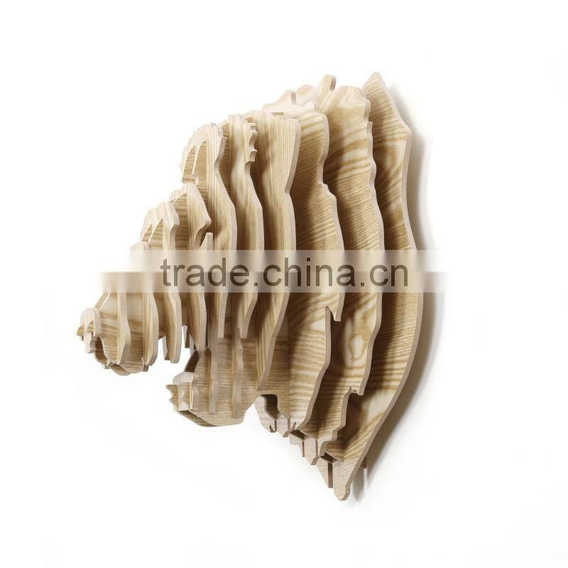 Creative home decorations Wooden Lion head lovely animal head hanging ornament crafts 3D wood animal head high quality