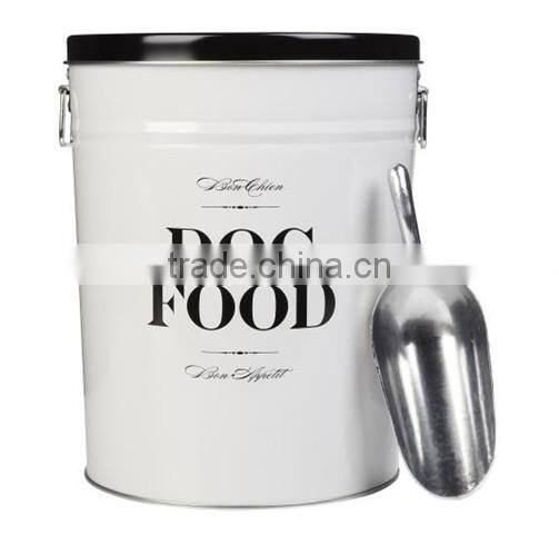 LARGE DOG FOOD CONTAINER with Scoop FOR PET Feeder Metal Tightly lid Storage Bin