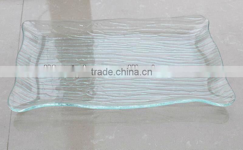 Oval glass plate with flower decal printing