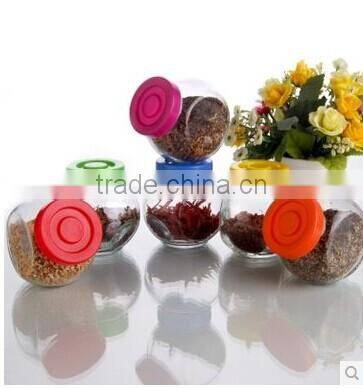 kitchen clear oval round glass jar for spices