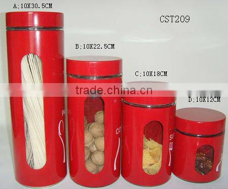 red spraying plastic cylinder glass mason jar with window