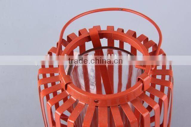 Portable Painted Iron+Glass Candle Holder/Home Decoration Candlestick