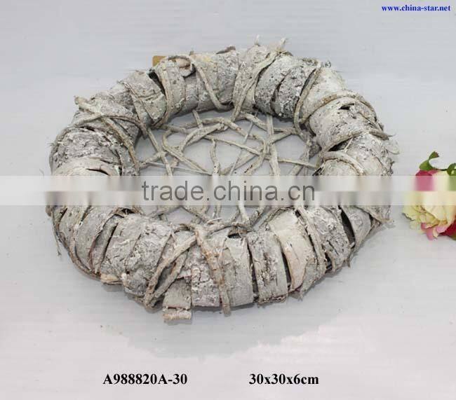 birch wreath plate for flower holder