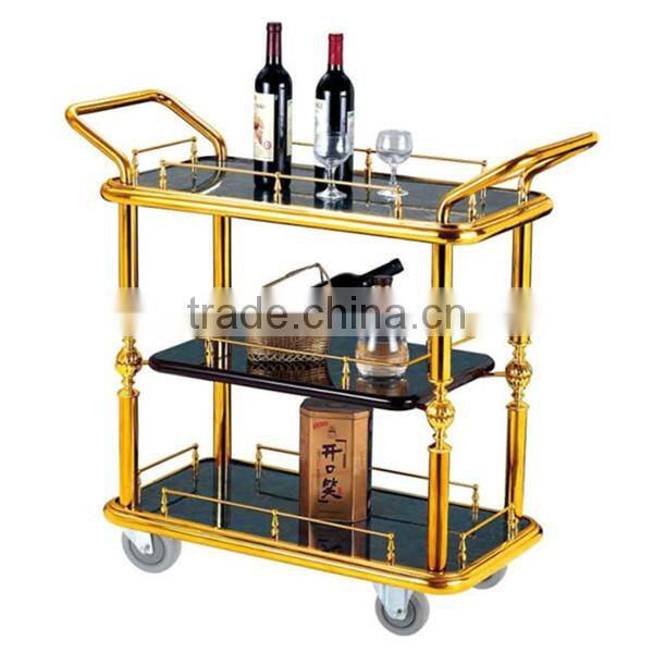 Luxury stainless steel three layers liquor trolley food trolley service trolley C-55