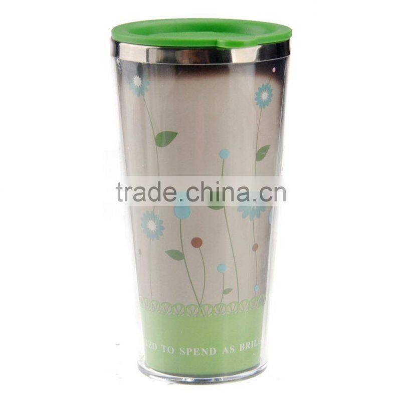 Double-layer Stainless Steel Interior Head sensitive Color changing Mug Cup Coffee Cup with Lid