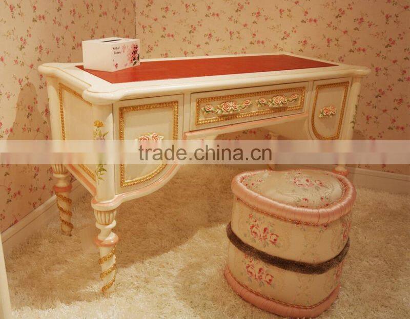 French style princess pink & ivory vanish classic & unique kids bedroom furniture Dubai for girls - BF07-70038