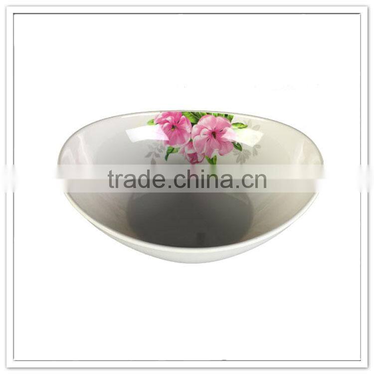 Houseware factories supply plastic flower print large melamine boat shaped bowl