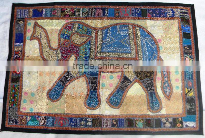 Indian Droplet Style Hanging Tapestry - Indian Antique Style Fabric Wall Decor Tapestry With Elephant Figure