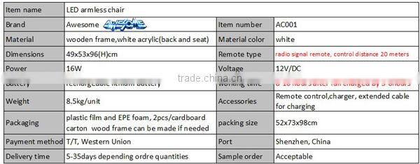 led furniture design wedding event chairs (CH004)