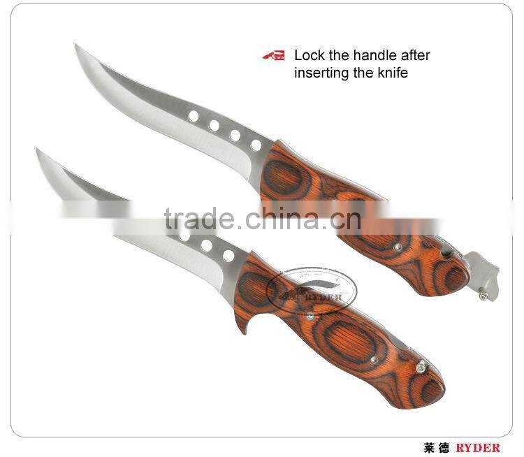 USA best selling wood hunting knife with 2 blade saw axe in outdoor
