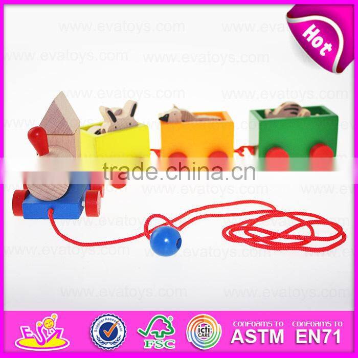2015 Educational Kids wooden pull line toy,Funny play children wooden pull line toy,Hot sale Baby Pull Line Train Toys W05B088