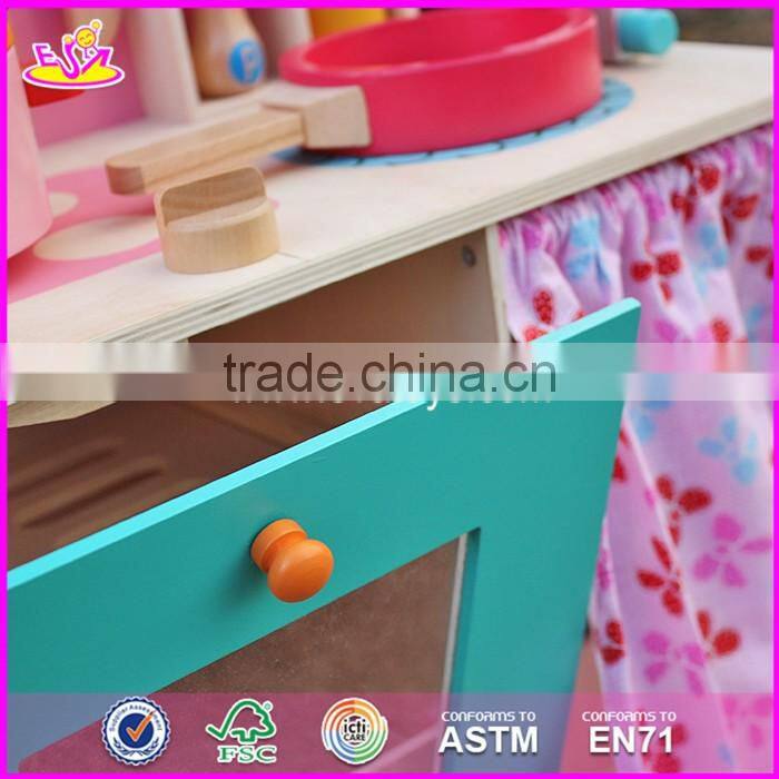2017 New design pretend play pink wooden girls kitchen toys W10C150
