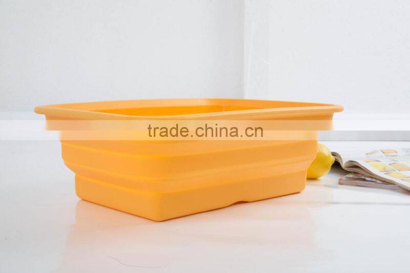 Novelty Folded Silicone Washing Vegetables Basket Wash Fruit Pots Dinnerware Bowls