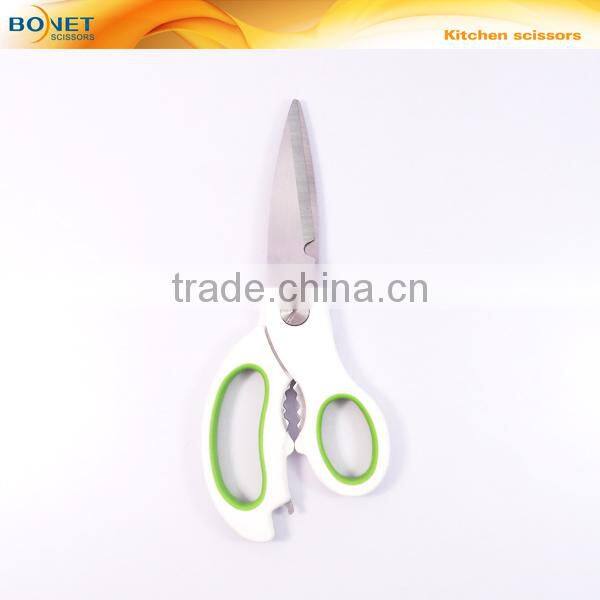 S52034G green and white color handle 6 different types of kitchen multifunction scissors