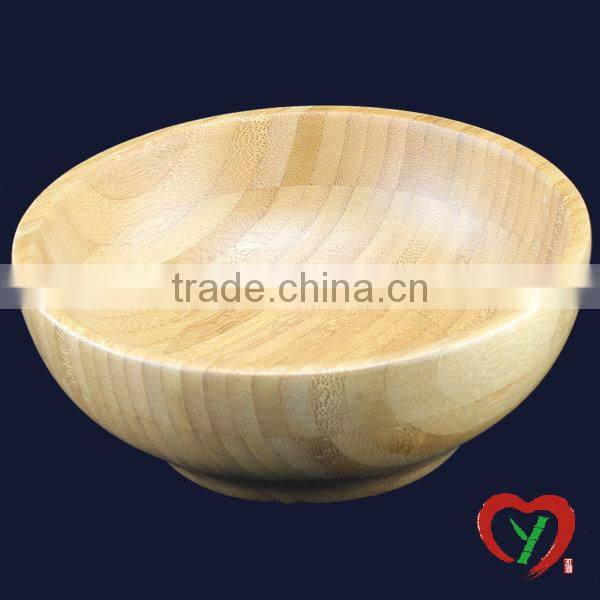 Round salad bamboo bowl with carbonized color