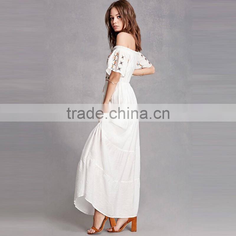 Wholesale Mexican Dresses Women Summer Floral Embroidery Maxi Dress HSD9975