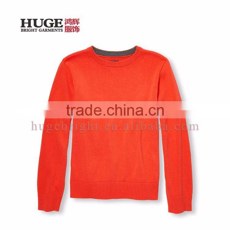 Boys Kintted 100% Cotton Long Sleeve Solid Sweater