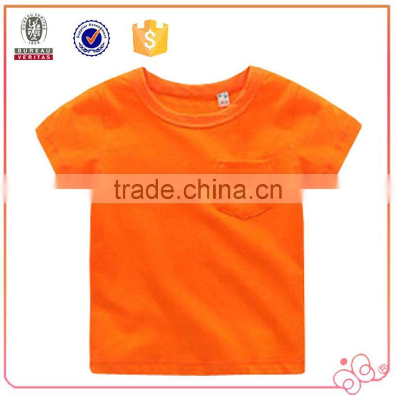 China apparel supplier factory direct printed custom kids clothes child t-shirt with pocket