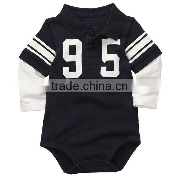 Baby Layered-Look sleeve Varsity Polo Bodysuit