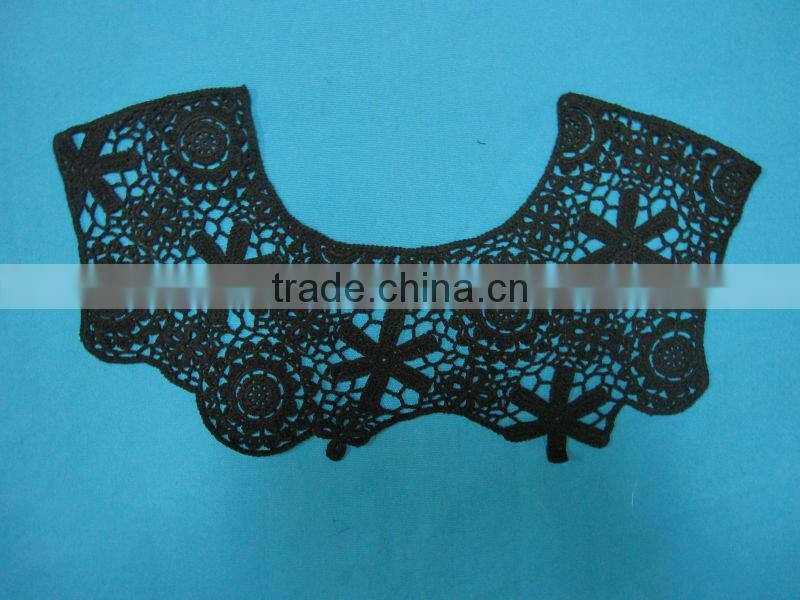 Wholesale black cotton crochet lace collar embroidery flower designs