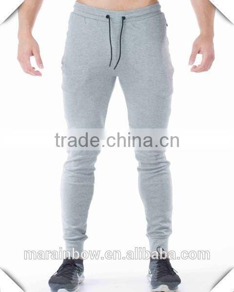 Grey Plain Cotton Polyester Spandex Tapered Mens Joggers Fashion Panel Jogger pants OEM Sweatpants