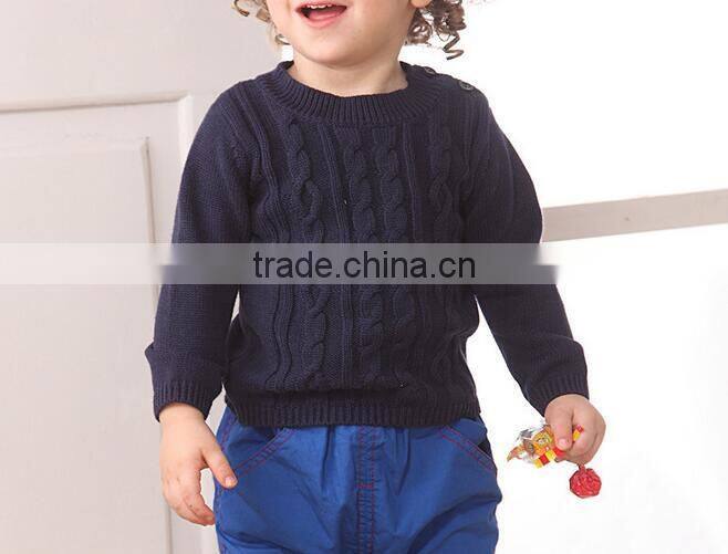 2017 latest design crew neck long sleeve kids cable knitted sweater