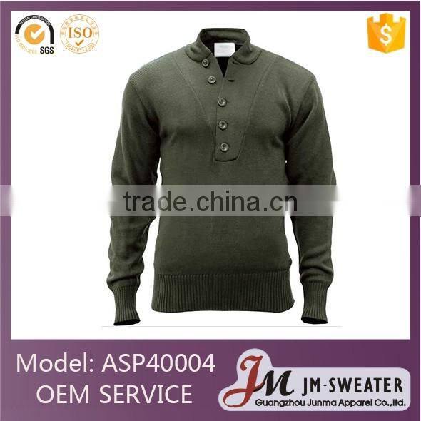 wholesale black acrylic quarter zip military style pullover sweater