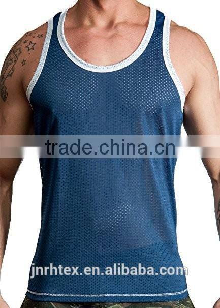 Custom mens polyester mesh sport gym tank top