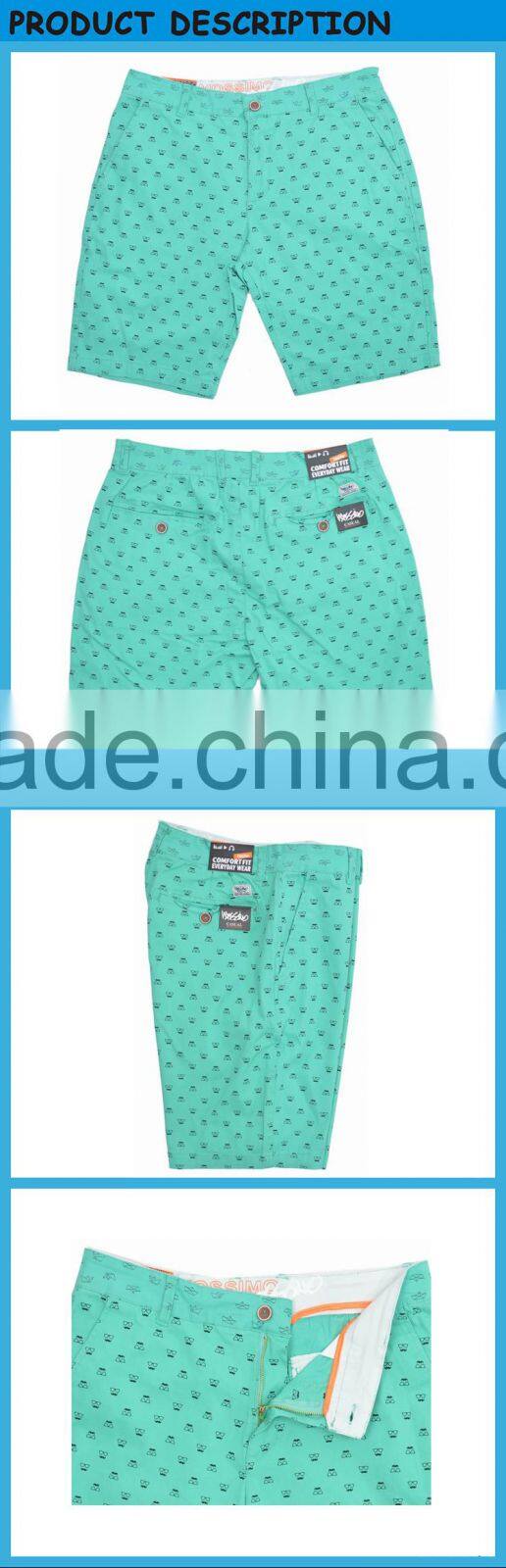 Twill Washed out Classic Loose Green Chino Shorts For Men